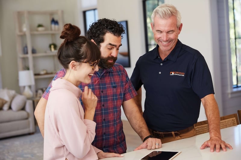 Certified Contractor meeting with homeowners