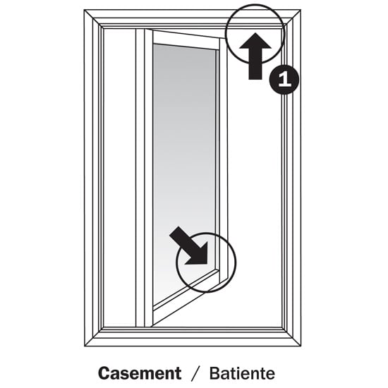Drawing of casement window label location